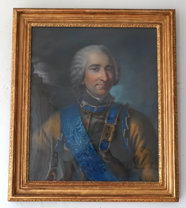 Claude Pougins de Saint Aubin : portrait pastel du Comte de Guerchy vers 1760