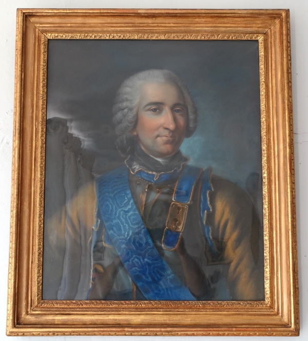 Claude Pougins de Saint Aubin : portrait pastel du Comte de Guerchy vers 1760