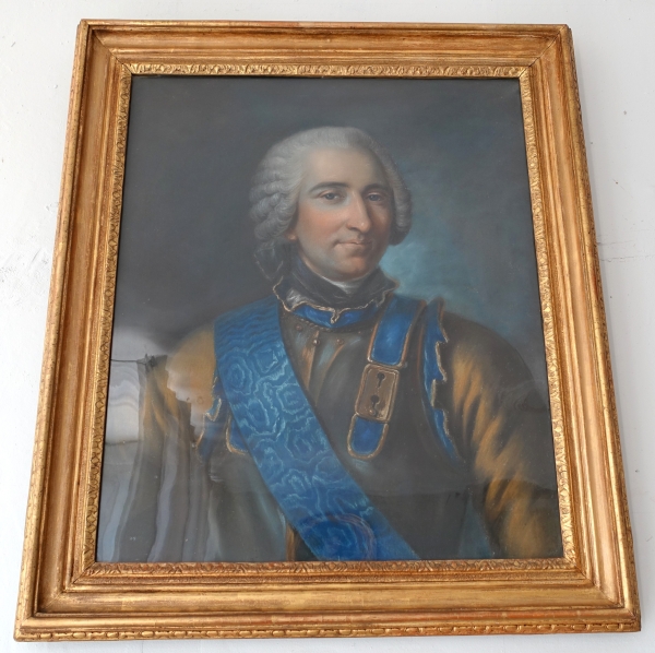 Claude Pougins de Saint Aubin : portrait pastel du Comte de Guerchy vers 1760
