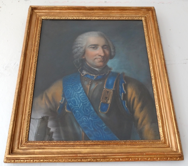 Claude Pougins de Saint Aubin : portrait pastel du Comte de Guerchy vers 1760