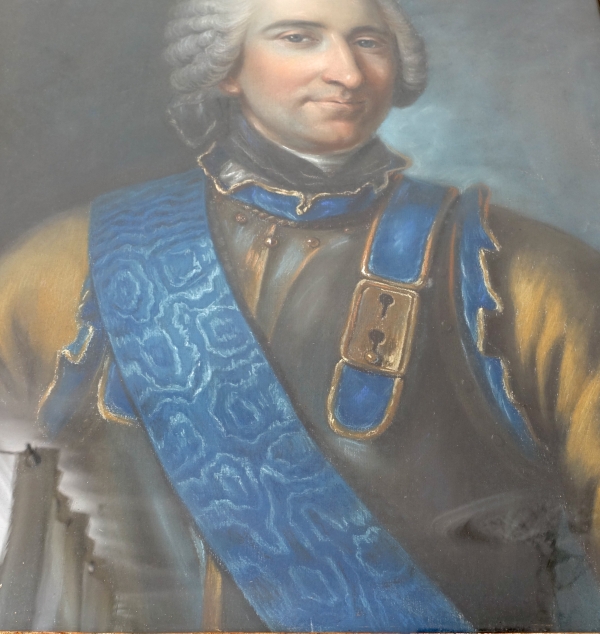 Claude Pougins de Saint Aubin : portrait pastel du Comte de Guerchy vers 1760