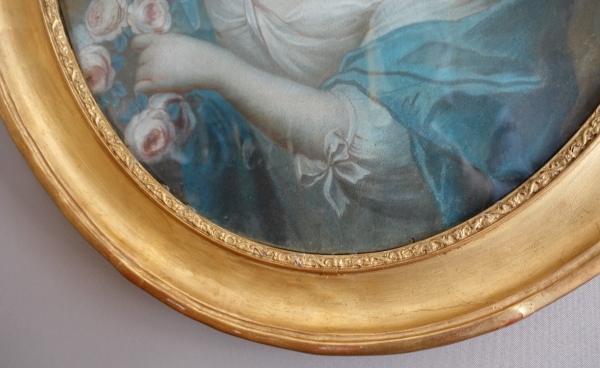18th century French school, portrait of an aristocrat as Flora, Louis XV pastel
