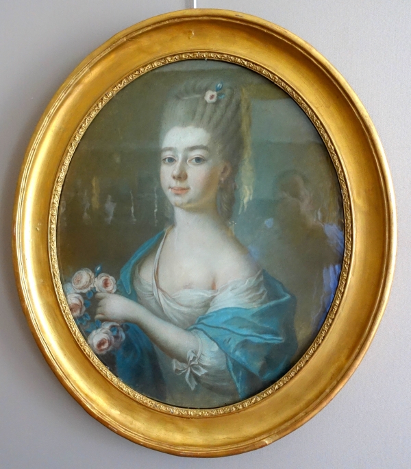 18th century French school, portrait of an aristocrat as Flora, Louis XV pastel