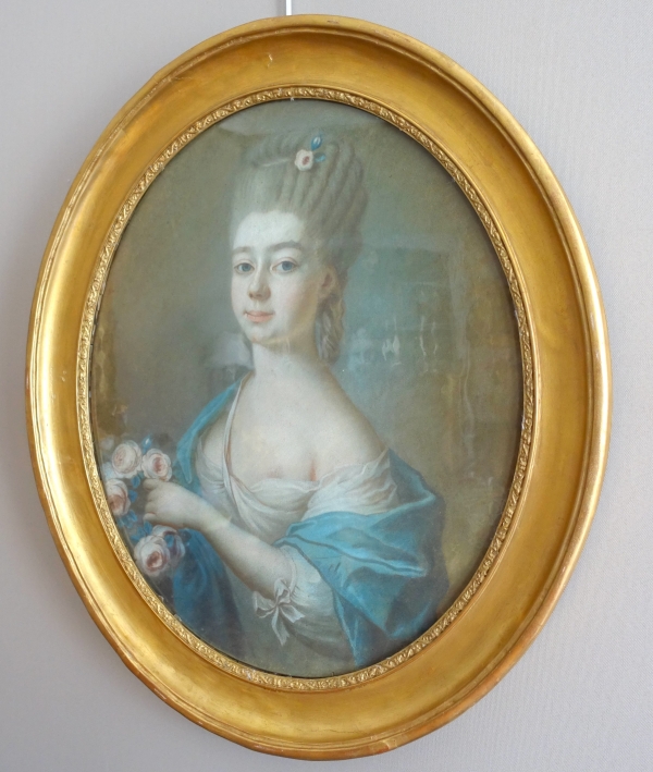 18th century French school, portrait of an aristocrat as Flora, Louis XV pastel