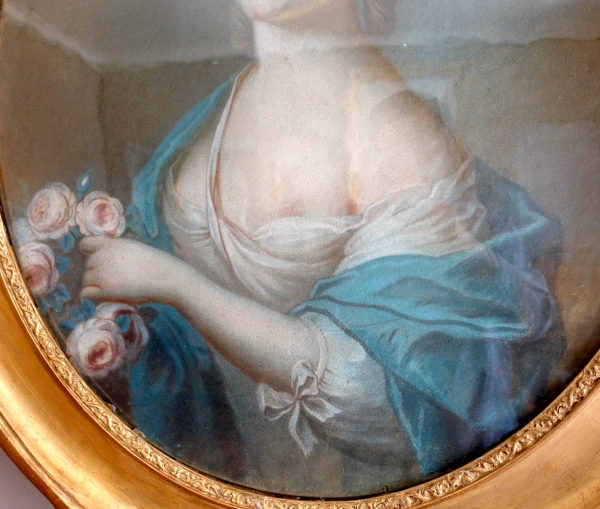 18th century French school, portrait of an aristocrat as Flora, Louis XV pastel
