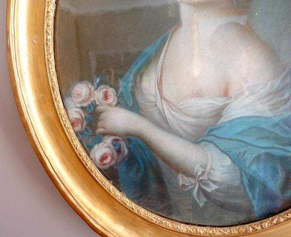 18th century French school, portrait of an aristocrat as Flora, Louis XV pastel