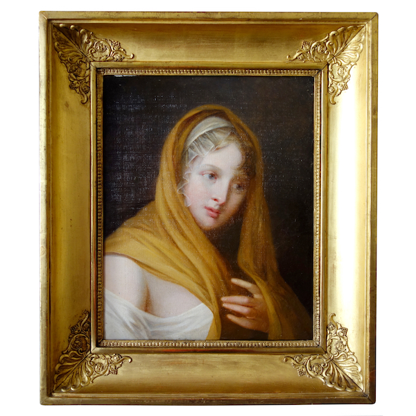 19th century French School, Empire portrait of a vestal virgin, oil on canvas