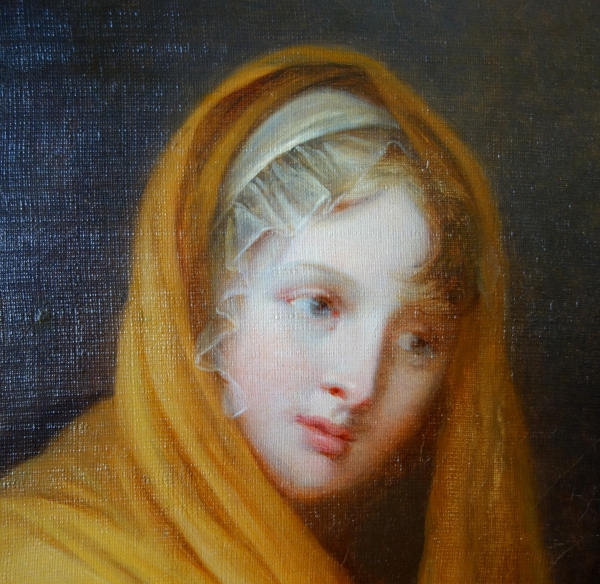 Portrait de vestale d'époque Empire - école Française néoclassique, huile sur toile