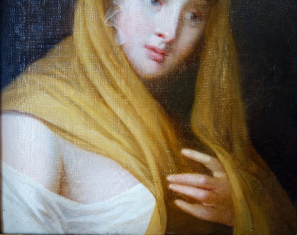 Portrait de vestale d'époque Empire - école Française néoclassique, huile sur toile