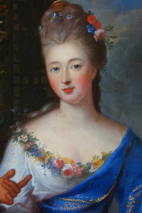 Pierre Gobert : portrait de la Princesse de Conti en Vertumne et Pomone - huile sur toile 93cm x 75cm