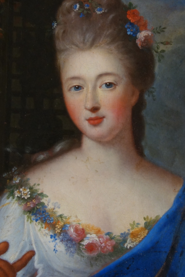 Pierre Gobert : portrait de la Princesse de Conti en Vertumne et Pomone - huile sur toile 93cm x 75cm