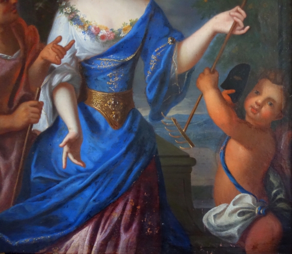 Pierre Gobert : portrait of Princesse de Conti pictured as Vertumnus and Pomona - 18th century oil on canvas