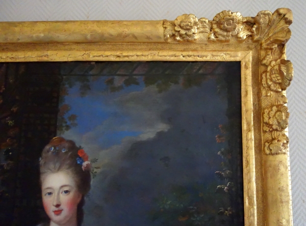 Pierre Gobert : portrait of Princesse de Conti pictured as Vertumnus and Pomona - 18th century oil on canvas