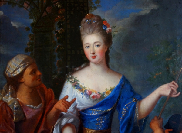 Pierre Gobert : portrait de la Princesse de Conti en Vertumne et Pomone - huile sur toile 93cm x 75cm