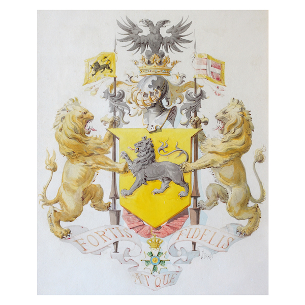 Stern - Paris : watercolor heraldic coat of arms project for a Marquis