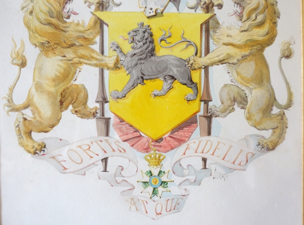 Stern - Paris : watercolor heraldic coat of arms project for a Marquis