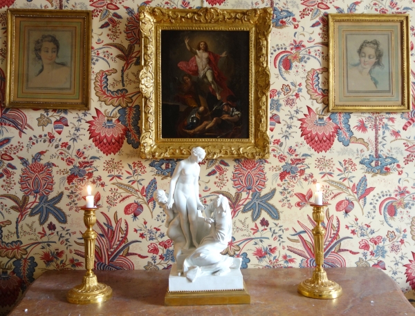 La Résurrection du Christ d'après Van Loo, HST, cadre en bois doré d'époque Louis XIV