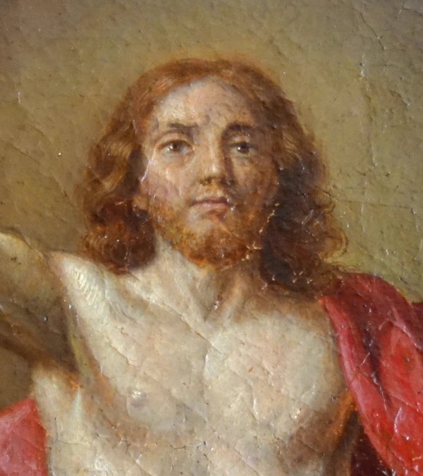 La Résurrection du Christ d'après Van Loo, HST, cadre en bois doré d'époque Louis XIV