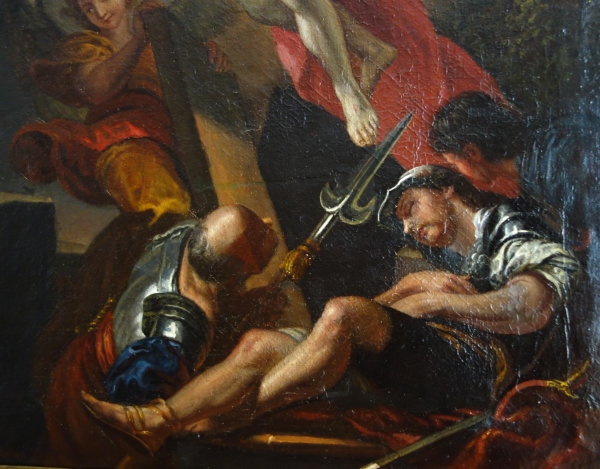 La Résurrection du Christ d'après Van Loo, HST, cadre en bois doré d'époque Louis XIV