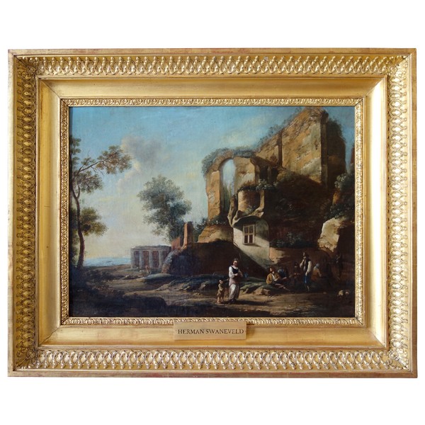 17th - 18th century Dutch school : ruins on Palatine Hill, oil on canvas attibuted to Herman Van Swanevelt