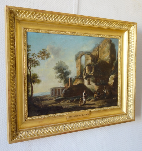 17th - 18th century Dutch school : ruins on Palatine Hill, oil on canvas attibuted to Herman Van Swanevelt