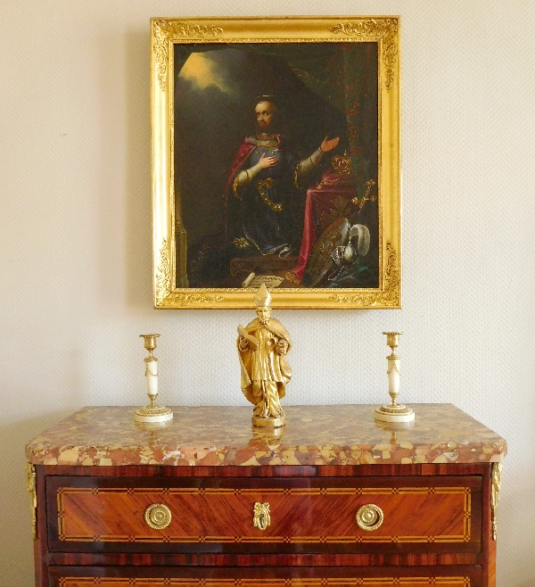 Ecole Française du XIXe siècle, huile sur toile : portrait de Saint Ferdinand III Roi d'Espagne