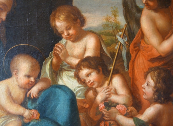 17th century Flemish school, follower of Van Oost : Holy Family - oil on canvas