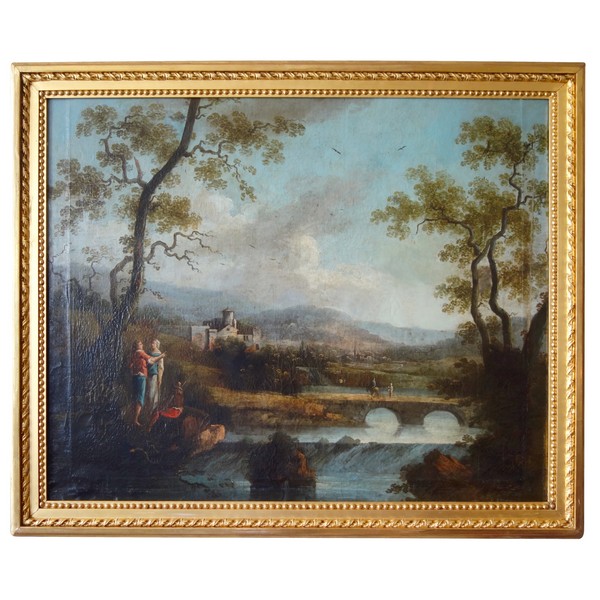 18th century French school : large pastoral scene, follower of Jean-Baptiste Claudot