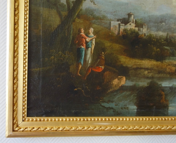 18th century French school : large pastoral scene, follower of Jean-Baptiste Claudot