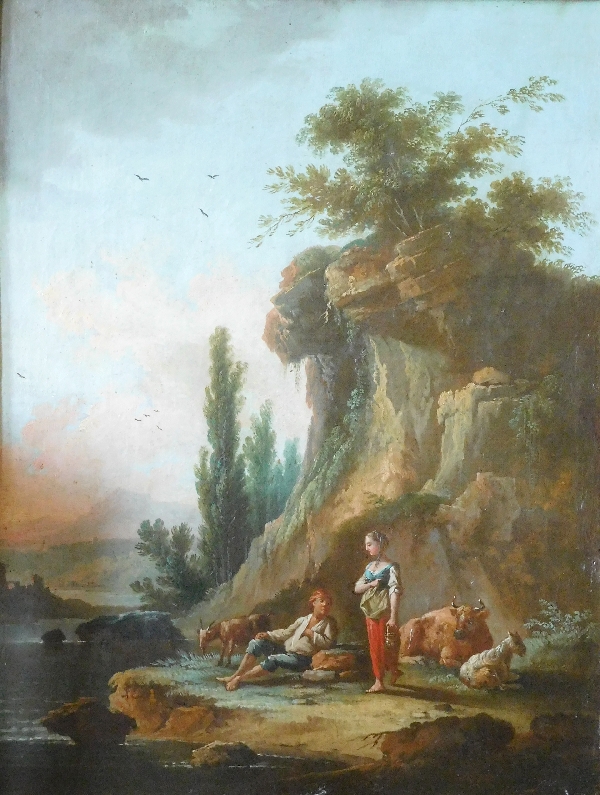 18th century French School, follower of Jean-Baptiste Claudot : pastoral scene