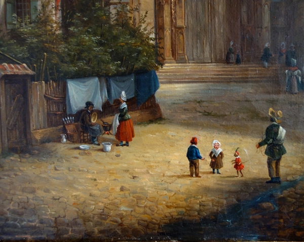 19th century French school, large oil on canvas, a village in Normandy scene