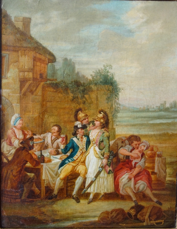 18th century French school, picturesque scene at the inn circa 1780