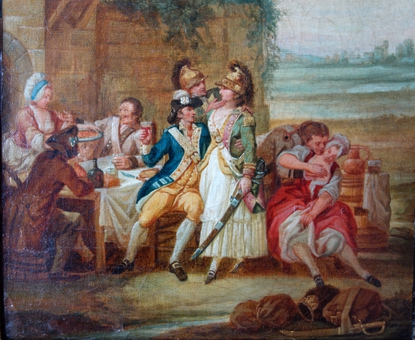 18th century French school, picturesque scene at the inn circa 1780