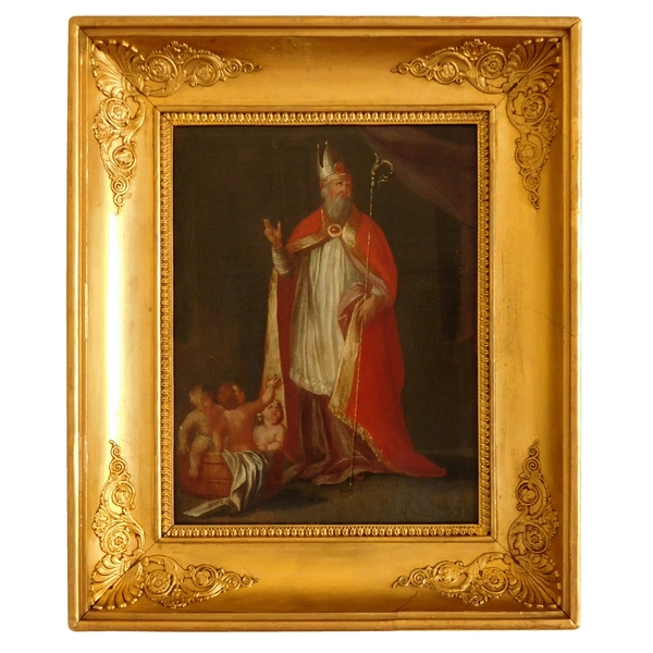 18th century French school : Saint Nicholas, oil on canvas