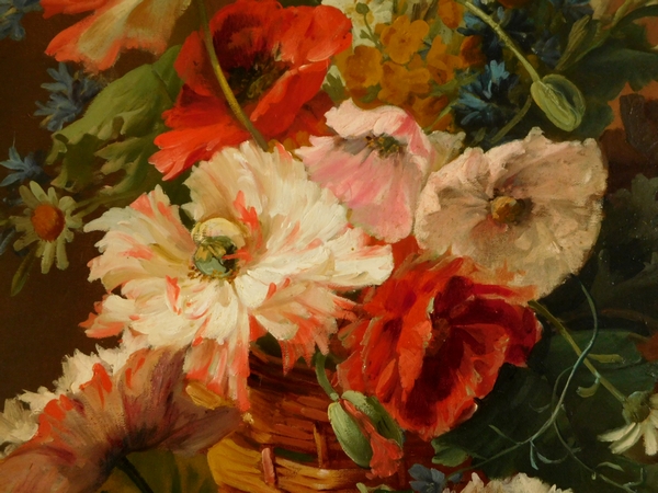 Grande huile sur toile, tableau de fleurs par Clément Gontier, vers 1900 - 91cm x 108cm