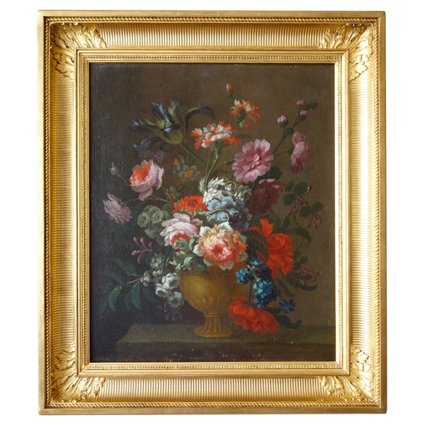 Ecole Française du XIXe siècle : tableau de fleurs vers 1800 - 81,5cm x 70,5cm