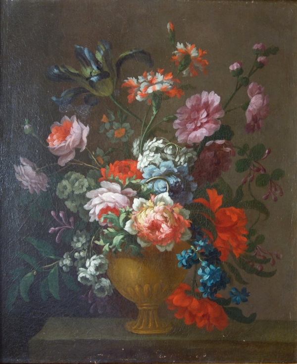 Ecole Française du XIXe siècle : tableau de fleurs vers 1800 - 81,5cm x 70,5cm