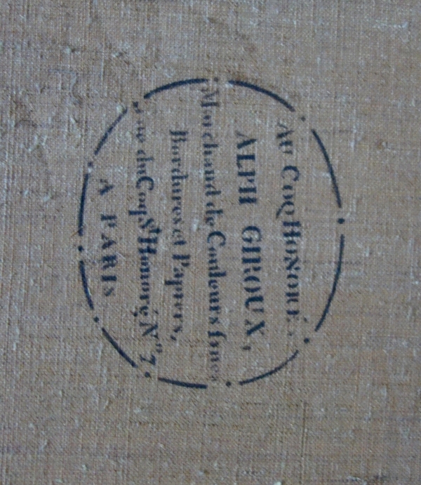 Alphonse Giroux : tableau horloge d'époque Restauration vers 1830, signé - 74,5cm x 63,5cm