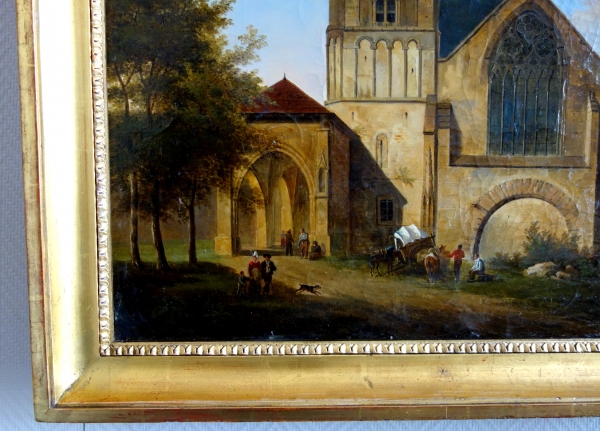 Alphonse Giroux : large painting / clock, early 19th century circa 1830 - signed - 74.5cm x 63.5cm