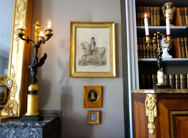 Tableau miniature - le grenadier sentinelle et la belle - gouache, début XIXe siècle