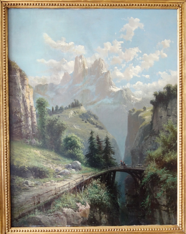 Alfred Godchaux : grand tableau de montagne - huile sur toile - 88,5cm x 106cm