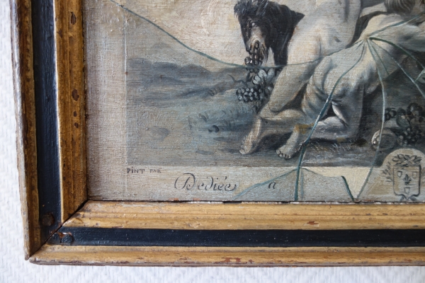 CF Nivard : trompe-l'oeil painting simulating broken glass - oil on panel, 18th century - 48,5cm x 27,5cm