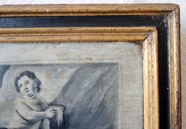 CF Nivard : trompe-l'oeil painting simulating broken glass - oil on panel, 18th century - 48,5cm x 27,5cm
