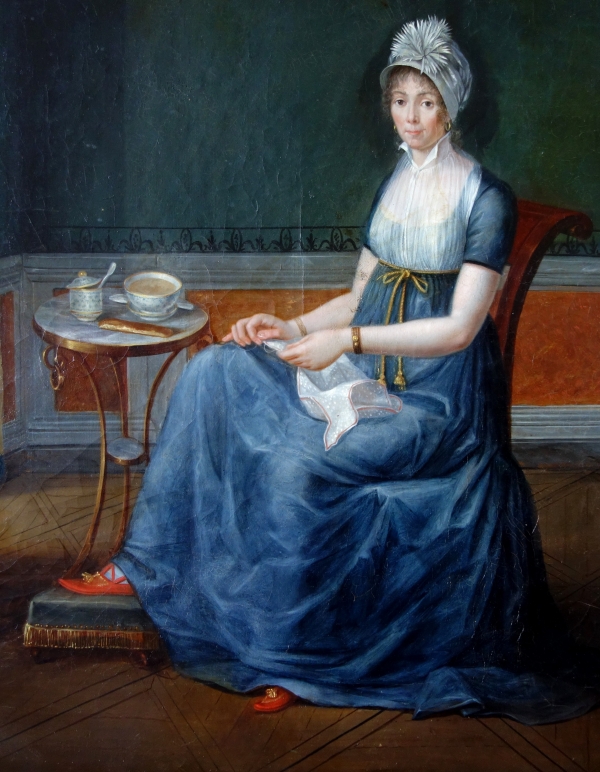 Henri-Nicolas Van Gorp (attribué à) : l'heure du chocolat, scène d'intérieur sous l'Empire - HST