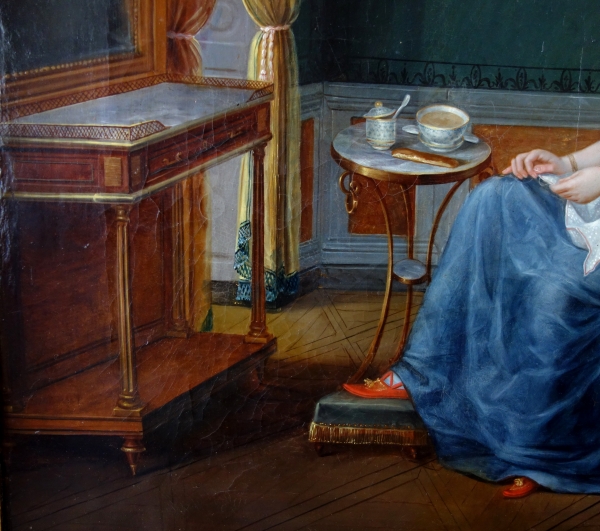 Henri-Nicolas Van Gorp (attribué à) : l'heure du chocolat, scène d'intérieur sous l'Empire - HST
