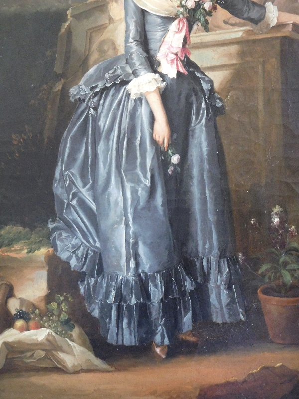 Henri Nicolas Van Gorp : portrait of young woman in a park, circa 1780