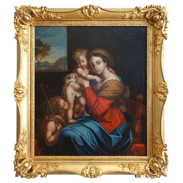 18th century French school : Virgin Mary and Child Jesus after Raphael - 89cm x 101cm