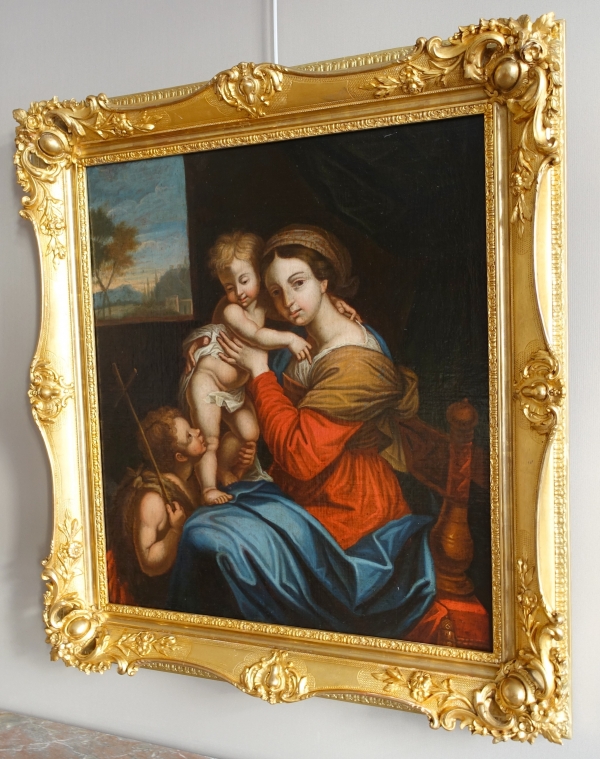 18th century French school : Virgin Mary and Child Jesus after Raphael - 89cm x 101cm