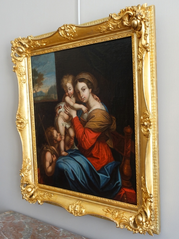 18th century French school : Virgin Mary and Child Jesus after Raphael - 89cm x 101cm