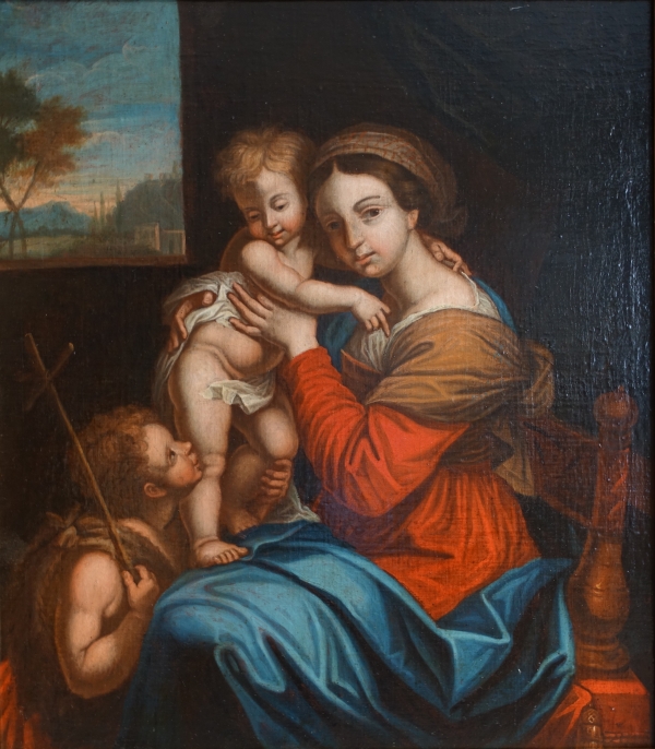 18th century French school : Virgin Mary and Child Jesus after Raphael - 89cm x 101cm